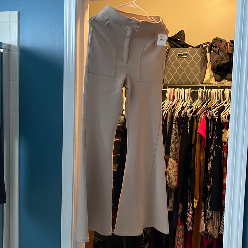 Free people tan bell bottom leggings